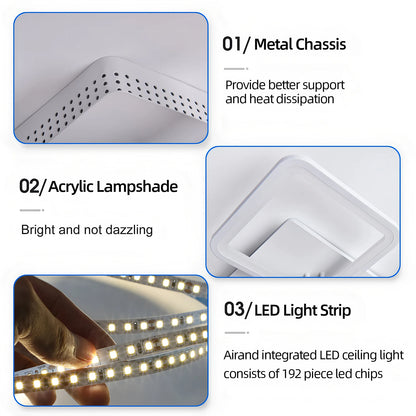 Lampadario LED IRALAN dal Design Quadrato per Camera da Letto e Soggiorno, Lampada da Soffitto Moderna per la Casa, Illuminazione a Soffitto in Bianco e Nero
