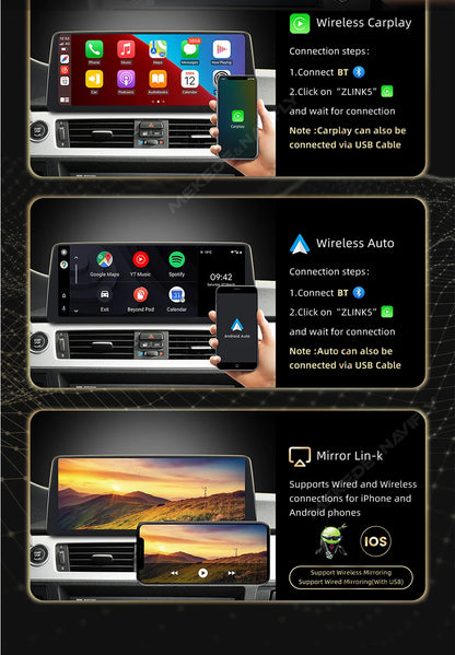 Mekede 10.25/12.3 pollici QLED Android 14 Snapdragon 128GB ROM CarPlay Wireless Auto Multimedia per BMW Serie 5 E60 E61 E62 E63 E64 Sistema CCC CIC Navigazione GPS Doppio BT 4G WiFi DSP