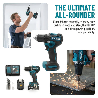 2026 Makita DDF487 Trapano Avvitatore Elettrico a Batteria Brushless 18V per Sistema di Batterie Makita 18V