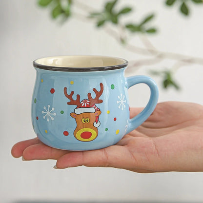 Nuovo 4/1PC Kawaii Natale Tazze Tazze di Ceramica Babbo Natale Alce Figurine Regalo Creativo Per Ufficio Casa Latte Caffè Tazza di Tè Coppie