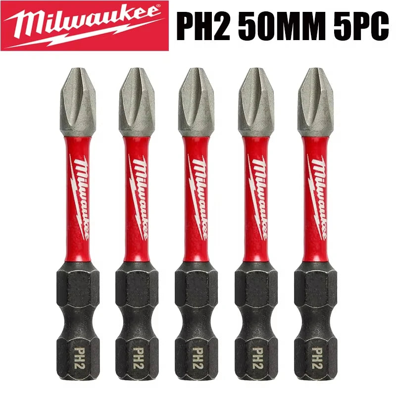 Punte per Trapano a Impatto Milwaukee Shockwave PH2, Serie di Punte per Avvitatore da 25mm/50mm/90mm
