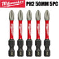 Punte per Trapano a Impatto Milwaukee Shockwave PH2, Serie di Punte per Avvitatore da 25mm/50mm/90mm