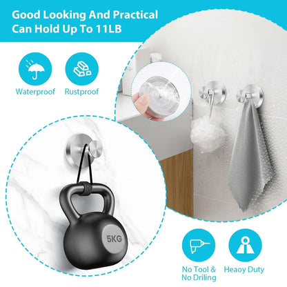 Ganci a ventosa sottovuoto Punch Free Bagno Ventosa Gancio Gancio a muro Gancio in vetro Cucina Bagno Ganci per asciugamano Borsa