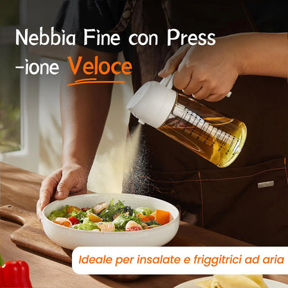 Spruzzino Olio per Friggitrice Aria 470ml, Dosatore Olio 2 in 1, Oliera Spray per Cucina, Insalata e Aceto, Accessori Cucina senza BPA