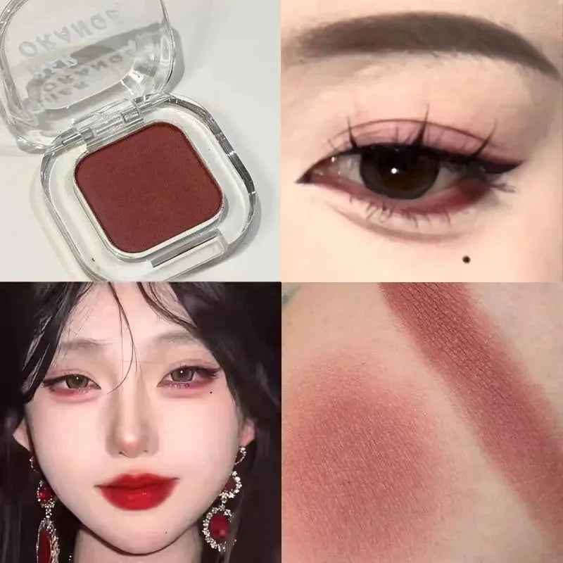 Palette Ombretto Monocromatico Rosso Marrone, Eyeliner in Polvere, Rosso Corallo Opaco Setoso, Eyeliner Effetto Baco, Impermeabile, Trucco Aegyo-sal