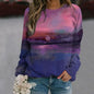 Autunno Paesaggio 3D Stampa Felpe Maniche Raglan da Donna Eleganti Felpe Casual Y2k Pullover Harajuku Magliette E Camicette Abbigliamento Femminile