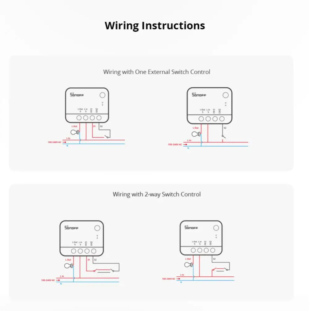 SONOFF ZBMINI L2 Extreme ZigBee Smart Switch Nessun cavo neutro richiesto Interruttore di controllo a 2 vie a 1 banda Funziona vocale Alexa con ZBBridge