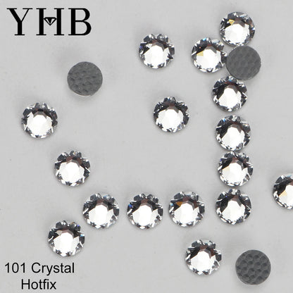 Cristalli YHB Bright Series Crystal AB Dazzling Hotfix Nonhotfix con elettroplaccatura, strass piatti Hotfix per scarpe, borse e abbigliamento.