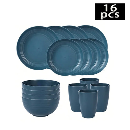 Il set da 16 pezzi / 32 pezzi include tazze, piatti e ciotole lavabili in lavastoviglie, oltre a set per la casa.