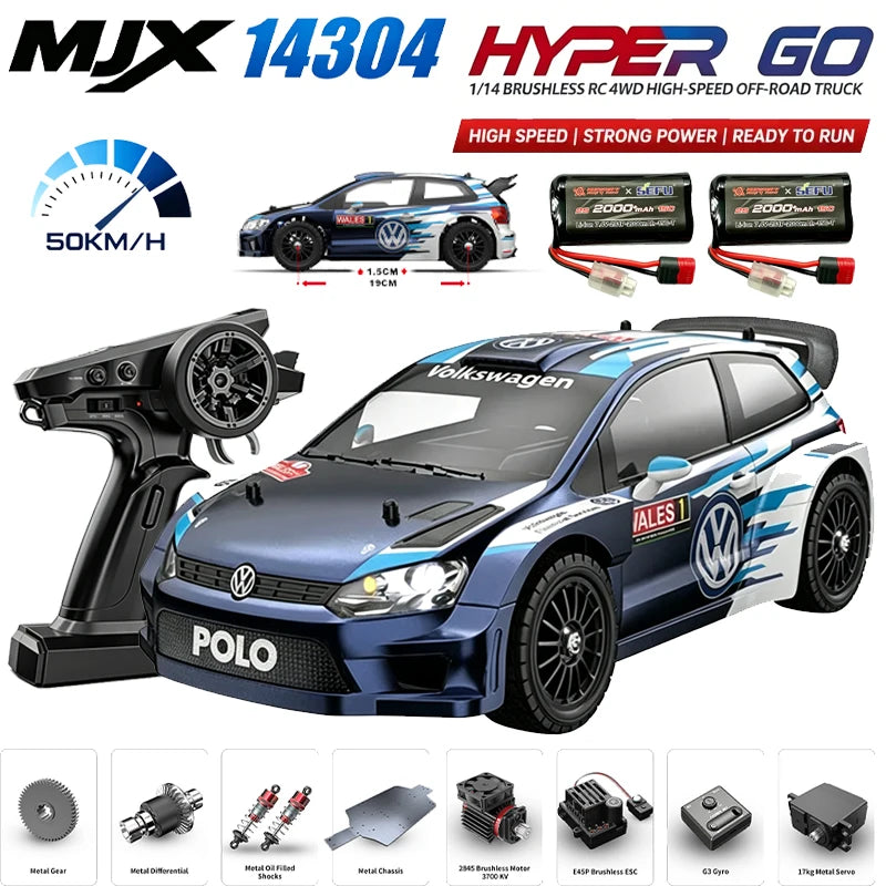 MJX HYPER GO 1/14 14304 14303 60KM/H Auto da Corsa RC Fuoristrada ad Alta Velocità con Trazione Integrale e Motore Brushless 2.4G, Regalo per Ragazzi