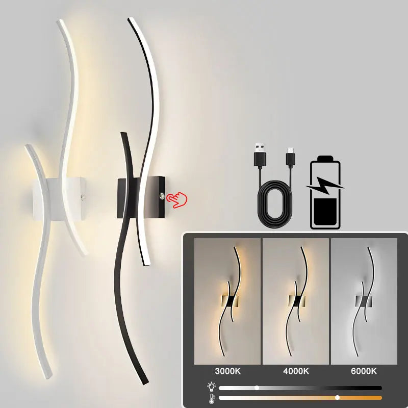 Lampade da parete a LED con batteria ricaricabile senza fili Sconce da parete per camera da letto Luci da parete dimmerabili touch 3CCT con corridoio telecomandato