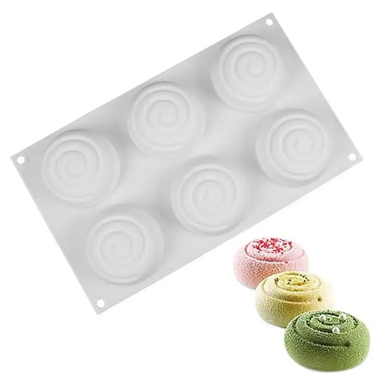 Nuovo stampo da forno in silicone a 6 cavità, stampo per torte al cioccolato a forma di tornado, stampo da forno in silicone bianco, vassoio per dolci fai-da-te, utensili da cucina