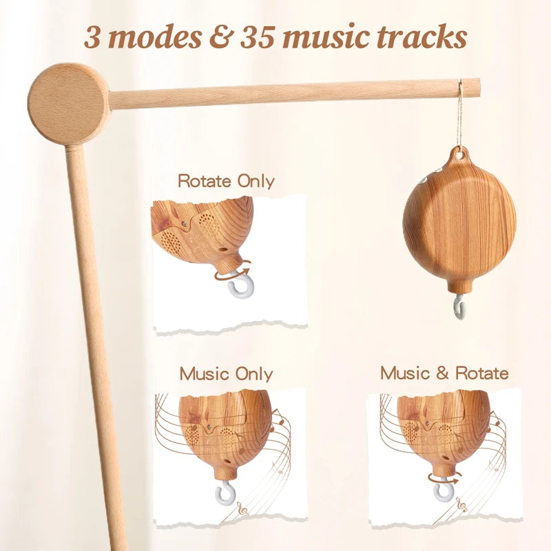 Carillon girevole per neonati Culla Imitazione Colore legno Appeso Sonaglio Bambino Lenitivo Giocattoli musicali 0-12 mesi Regalo per bambini