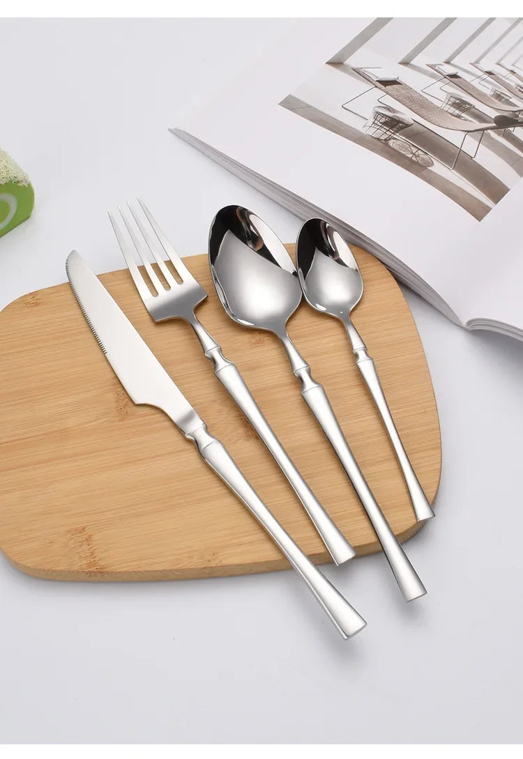 Set di posate in acciaio inossidabile da 30/40/60 pezzi, coltello, forchetta, cucchiaio da caffè, stoviglie, lavabili in lavastoviglie