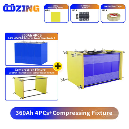 Magazzino UE 360Ah LiFePO4 Batteria 3.2V agli ioni di litio LFP Akku Cell FAI DA TE RV Barca Nave Carrelli da golf Energia solare Sistema di accumulo di energia domestica