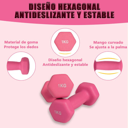 Set di 2 manubri - 2 x 2 kg, manubri esagonali, superficie in vinile, ideali per fitness, esercizio e allenamento, palestra a casa, disponibili in vari colori