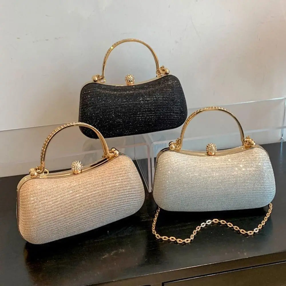 Borsa da sera da donna con perline da sposa Borsa da pranzo Borse a tracolla a catena Elegante pochette con strass Borsa da sera a forma di uovo