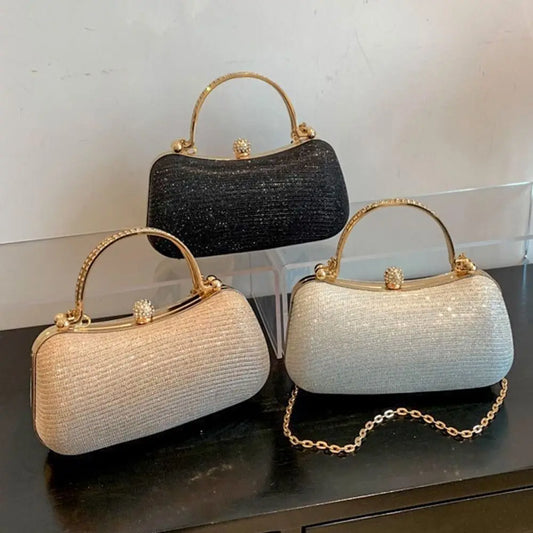 Borsa da sera da donna con perline da sposa Borsa da pranzo Borse a tracolla a catena Elegante pochette con strass Borsa da sera a forma di uovo