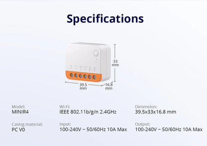 Sonoff Mini R4 Extreme Sonoff Minir4 Wifi Smart Switch Mini Sonoff R4 Telecomando a 2 vie Relè di staccare Smart Home Modlue