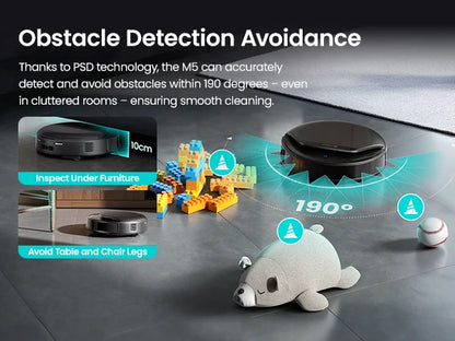 Lefant M5 Aspirapolvere Robot e Lavapavimenti Aspirazione 18000Pa Stazione di Svuotamento Automatico Rulli Autopulenti Navigazione Laser dToF Pulitore Pavimenti Intelligente