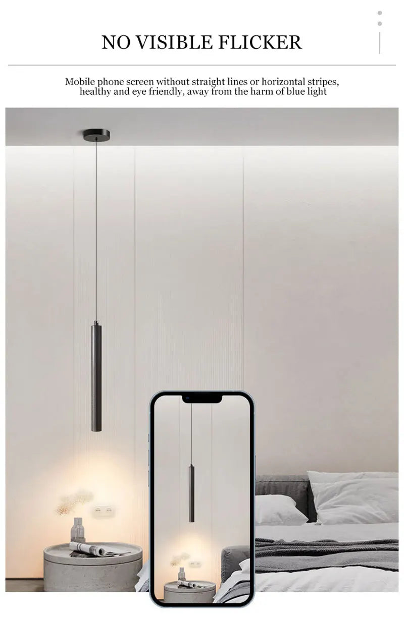 Lampade a sospensione a LED nere con cavo Decor per camera da letto TV Sfondo Lampade a sospensione sospese regolabili per sala da pranzo