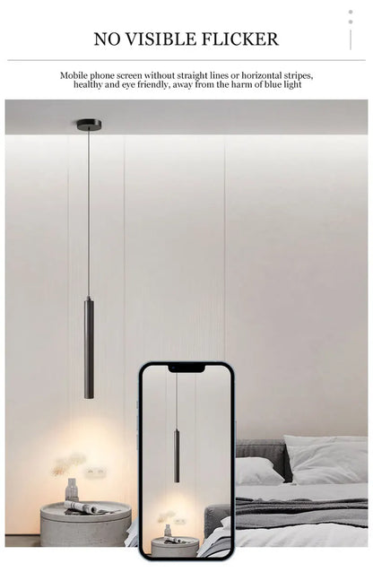 Lampade a sospensione a LED nere con cavo Decor per camera da letto TV Sfondo Lampade a sospensione sospese regolabili per sala da pranzo