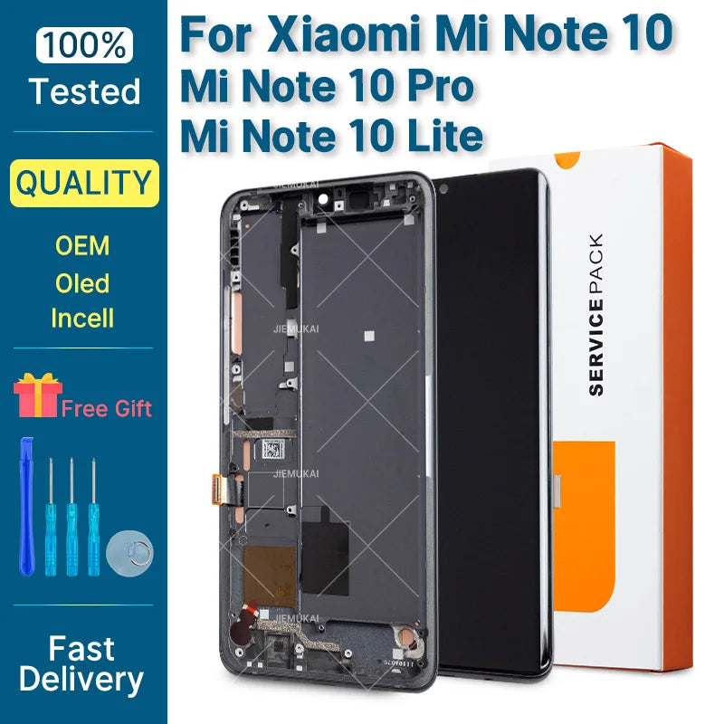 Display Premium testato al 100% per Xiaomi MI Note 10 Pro Touch Screen di ricambio per Xiaomi Note 10 Lite LCD M1910F4S M2002F4L