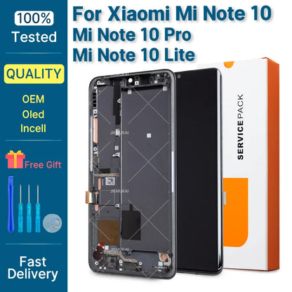 Display Premium testato al 100% per Xiaomi MI Note 10 Pro Touch Screen di ricambio per Xiaomi Note 10 Lite LCD M1910F4S M2002F4L
