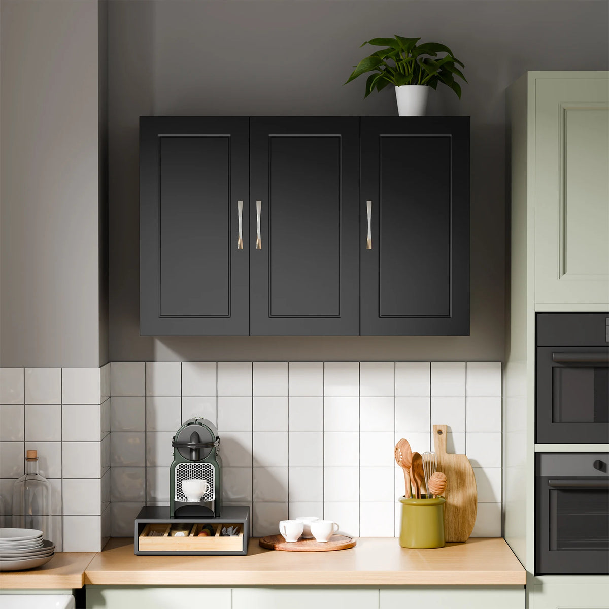 SoBuy FRG231-L-SCH Armadio appeso – Armadio bagno sospeso con ripiani regolabili – Armadio a parete stretto per bagno, cucina e disimpegno – Armadio medicinali e farmacia, 90x30x60 cm