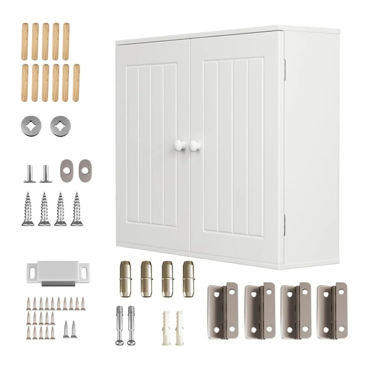 Bianco Mobile da bagno Mobiletto da parete per bagno Mobiletto da cucina con doppie ante e ripiani regolabili Bianco