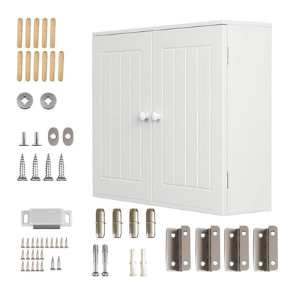 Bianco Mobile da bagno Mobiletto da parete per bagno Mobiletto da cucina con doppie ante e ripiani regolabili Bianco