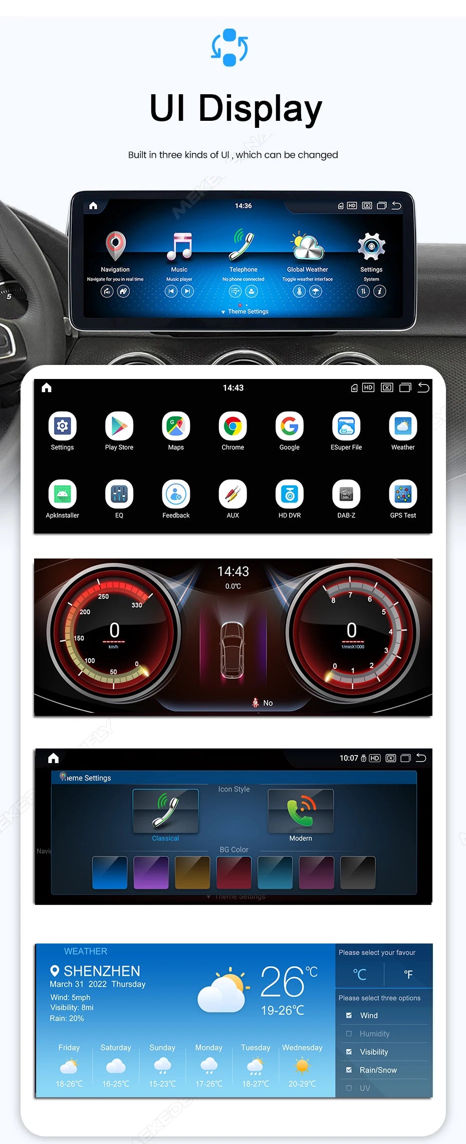 MEKEDE 10.25/12.3” QLED Snapdragon 4G Wireless CarPlay Auto per Mercedes Benz Classe C W205 S205 2014-2018 Lettore multimediale per auto