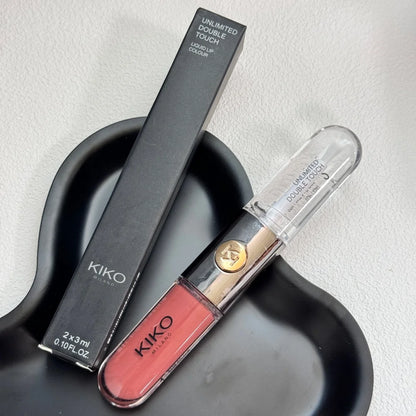KIKO Milano Unlimited Double Touch Lip Gloss, rossetto liquido 2 in 1 e gloss trasparente, effetto labbra in vetro, lunga durata, non si trasferisce