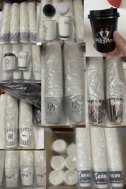 200 bicchieri di carta usa e getta da 250 ml con coperchi, con tazze da caffè personalizzabili con logo personalizzato per eventi e feste
