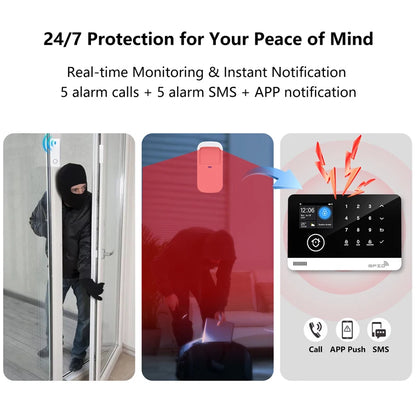 Sistema di allarme di sicurezza domestica Tuya Smart WiFi GSM - Tastiera touch Controllo APP RFID Antifurto wireless con volume regolabile