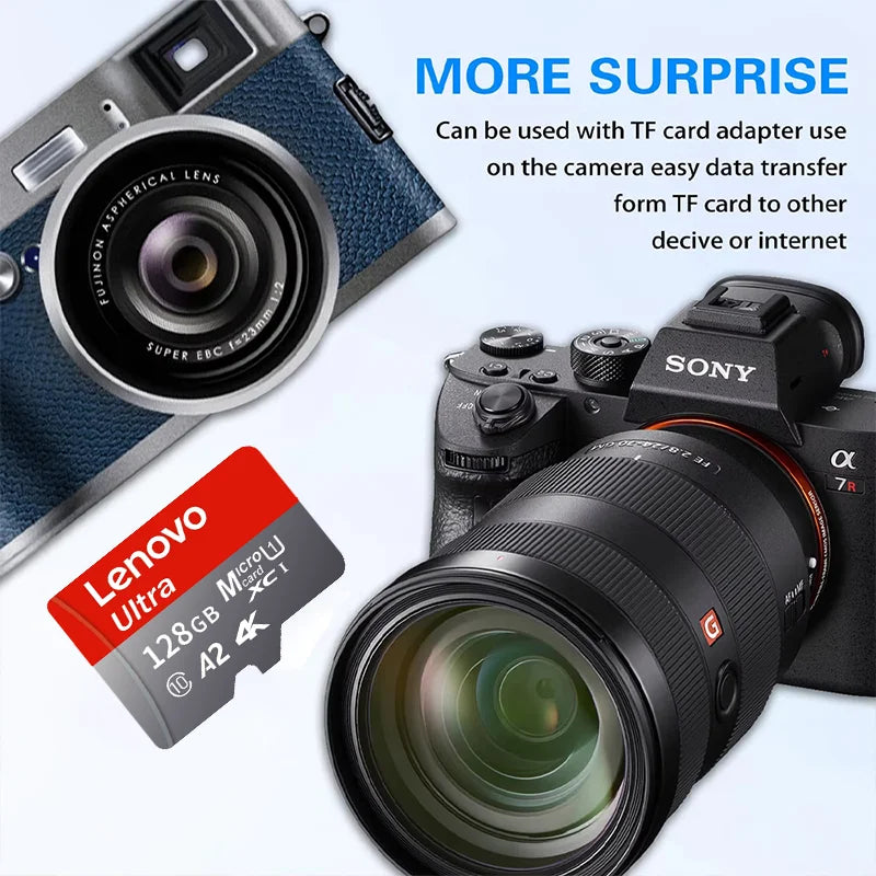 Scheda di memoria Micro SD Lenovo ad alta velocità, disponibile nelle seguenti capacità: 1 TB, 128 GB, 256 GB, 512 GB, compatibile con video 4K Full HD, telefoni, GoPro, droni e action cam.