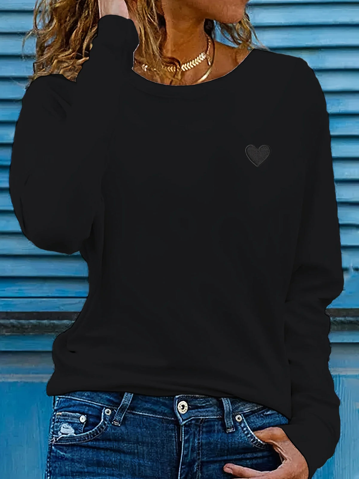 T-shirt da donna in 100% cotone, ideale per l'autunno e l'inverno, in bianco e nero, stile street, comoda, a maniche lunghe, con stampa, abbigliamento casual da donna.