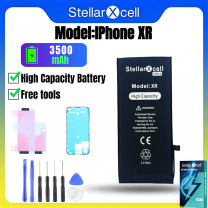 Batteria StellarXcell Ultra per iPhone, Spedita dalla Germania, per iPhone 7 8 X XR XS XSMAX 11 12 13 14 15 Mini Plus Pro Promax, Batteria ad Alta Capacità, Batteria di Alta Qualità, Batteria Sostitutiva per iPhone con Stru