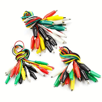 Set da 10 Pezzi di Clip a Coccodrillo per Test Elettrici Fai-da-Te, Clip a Doppia Estremità, Cavi di Collegamento da 46CM