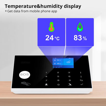 Sistema di Allarme KERUI WIFI GSM con Supporto per 3 Zone Cablate, Allarme Domestico Antifurto Compatibile con Tuya Smart, Sensore PIR 433MHz per Protezione di Sicurezza