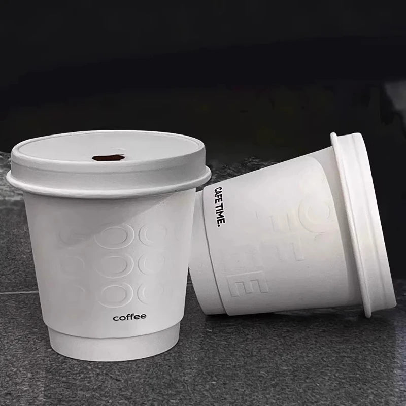 Bicchieri Monouso per Bevande Calde, Tazze per Caffè e Tè al Latte, Bicchieri di Carta Concavi e Convessi con Coperchio, Robusti e Durevoli
