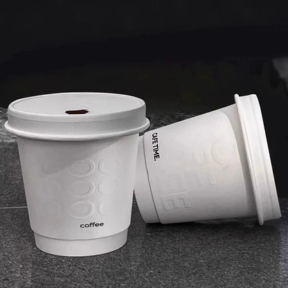 Bicchieri Monouso per Bevande Calde, Tazze per Caffè e Tè al Latte, Bicchieri di Carta Concavi e Convessi con Coperchio, Robusti e Durevoli