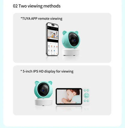 Danmini 2.4G 5 pollici Baby Monitor Tuya App Telecomando 1080P Videocamera Video Citofono bidirezionale Rilevazione movimento Monitor wireless