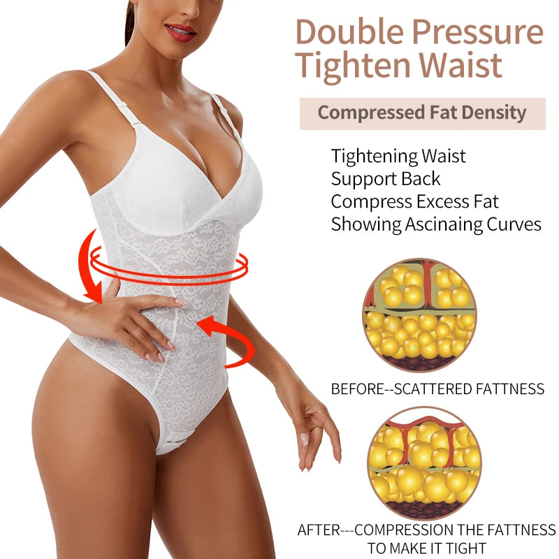 3 in 1 Perizoma in pizzo Body Donna Shapewear Nuovo Shaper completo del corpo Vita sottile Controllo della pancia Biancheria intima Pancia piatta Liscia Faja