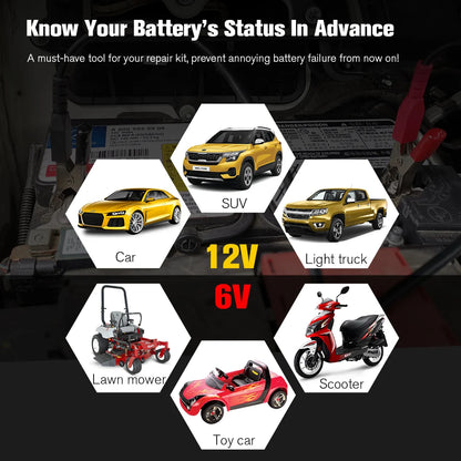KONNWEI KW650 Tester batteria per auto 6V 12V Analizzatore automatico per auto moto da 100 a 2000 CCA Strumento di test di ricarica avviamento per auto Moto