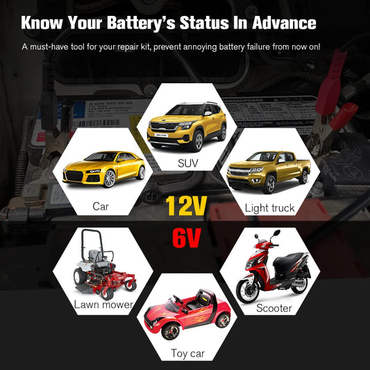 KONNWEI KW650 Tester batteria per auto 6V 12V Analizzatore automatico per auto moto da 100 a 2000 CCA Strumento di test di ricarica avviamento per auto Moto