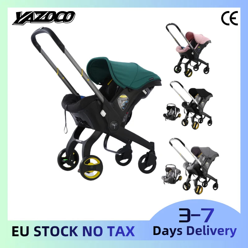 Passeggino 3-in-1 per Neonati, Sistema da Viaggio con Sedile Auto Rimovibile, Telaio in Alluminio Leggero e Ammortizzazione degli Urti, per Bambini da 0 a 4 Anni