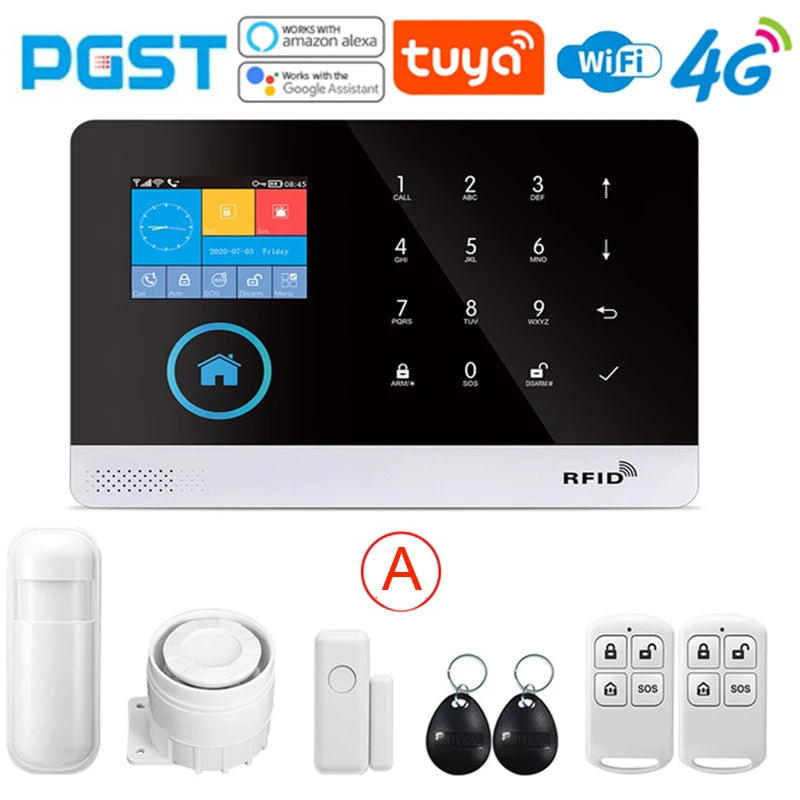 Sistema di allarme PGST ultima versione, WiFi, 4G, allarme di sicurezza domestica intelligente Tuya, controllo vocale intelligente Alexa, funzione push APP