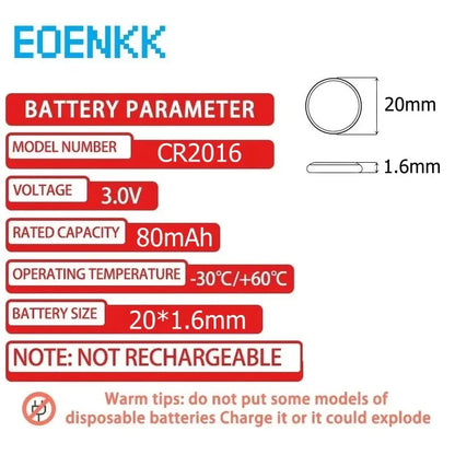 10-200 PZ LR2016 Batteria al litio ricaricabile 3 V sostituisce CR2016 LM2016 per orologio, calcolatrice, chiave dell'auto, pulsante a distanza, pila a bottone