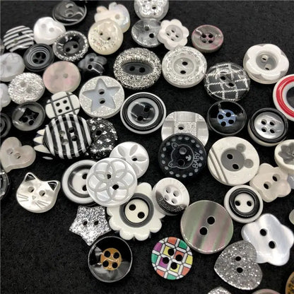 15/25 pezzi di alta qualità nero pulsante casuale fiore da cucire in resina bianco squisito bellissimo bottone decorativo stile Ins